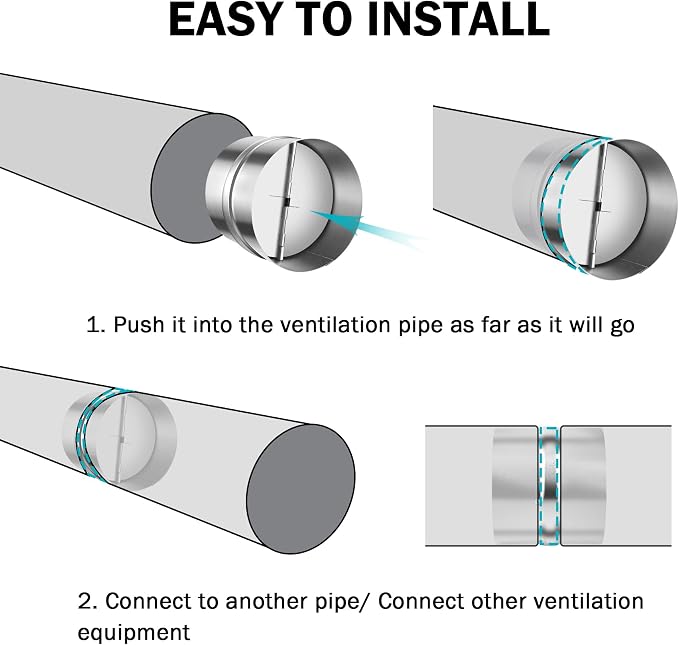 6 Inch Draft Blocker Backdraft Damper Duct Draft Stopper One-Way Airflow - Image 5
