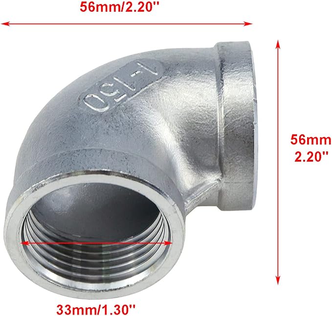 1Pc 304 Stainless Steel 90 Degree Elbow 1" NPT Female x 1" NPT Female Threaded - Image 8