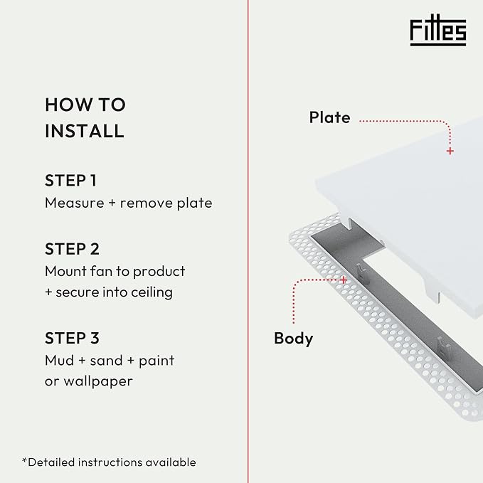 Fittes Flush Exhaust Mount, Minimalist ABS Plastic Bathroom Ventilation Fan - Image 4