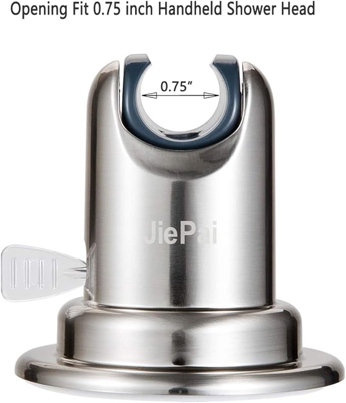 JiePai Vacuum Suction Cup Shower Head Holder,Adhesive Adjustable Suction Handheld Shower Holder Bracket,Removable Wall Mount Head Holder for Bathroom,Brushed Nickel