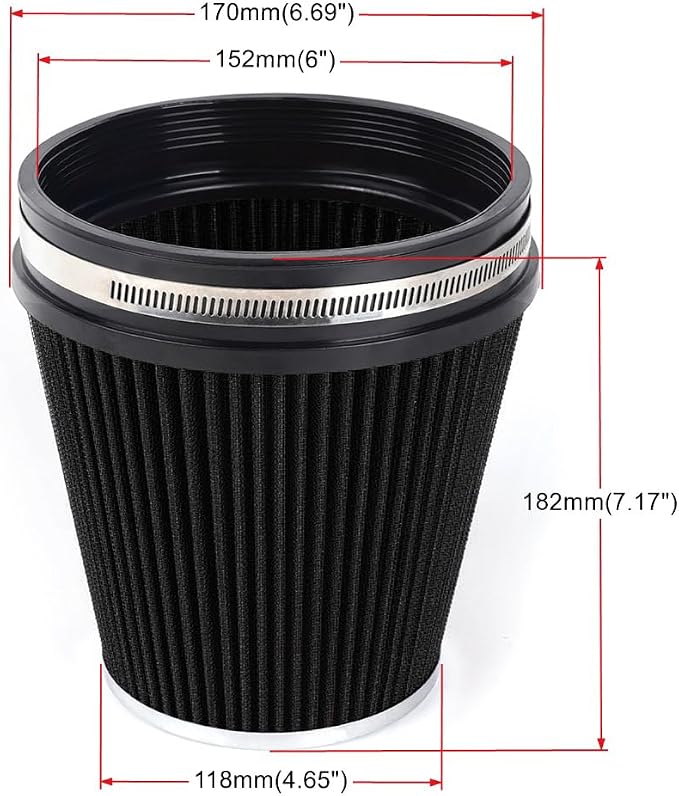 MUGE RACING 6" 152 mm High Flow Inlet Air Filter, Air Intake Cone Filter - Image 6