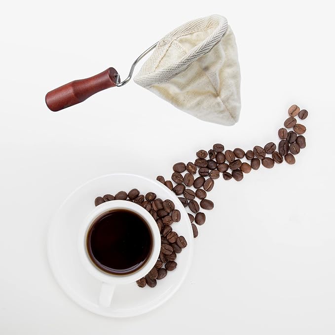 AUEAR, Wooden Handle Coffee Filter Reusable Cafe Flannel Cloth Bag Sock Strainer - Image 8
