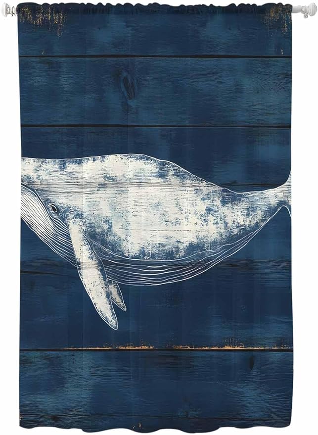 Sheer Curtains 72 Inches Long, Summer Whale Semi Sheer Curtains Light Filtering by Unknown