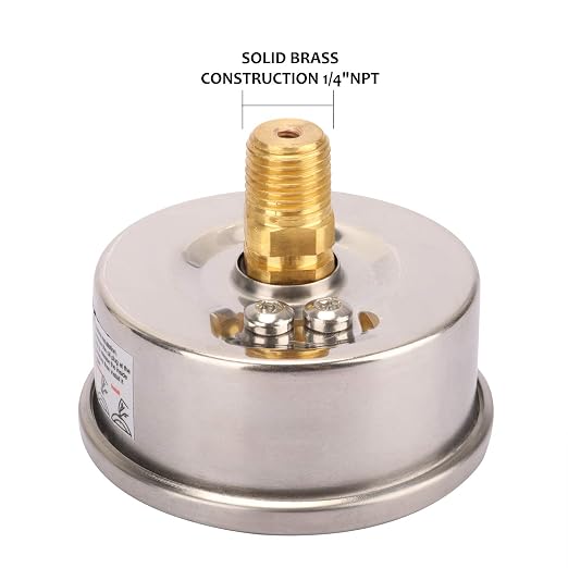 MEASUREMAN 2-1/2inch Dial Size, Liquid Filled Pressure Gauge, 0-60psi/400kpa - Image 4