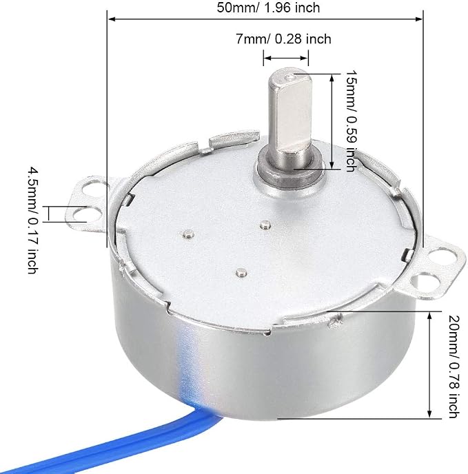 uxcell Synchronous Motor AC 100-127V 20-24RPM 50-60Hz CCW/CW 4W D Shaft - Image 3
