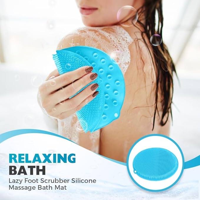 Silicone Shower Foot Scrubber Mat, 2025 Upgrade Shower Mat Slip Suction Cups Foot Scrubber for Men and Women (1 * Green)