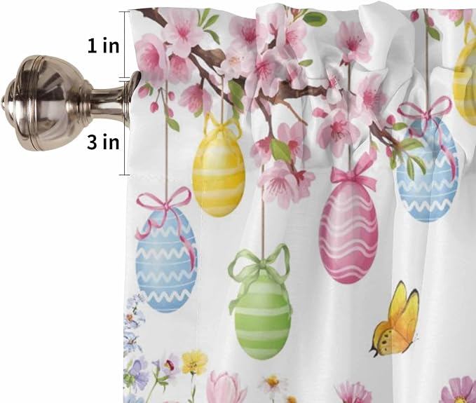 Happy Easter Bedroom Curtains 63 Inches length, Spring Watercolor Bunny Eggs - Image 6