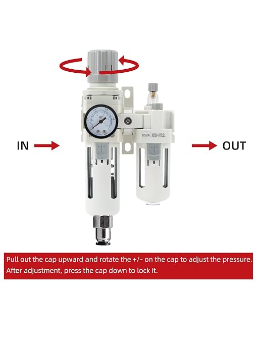 3/8" PT Compressed Air Filter Regulator Lubricator Combo Water/Oil Trap - Image 4