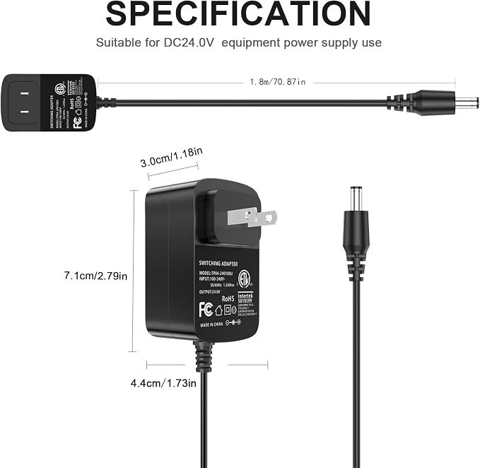 100V-240V to 24V Power Supply, 24V 1A Power Adapter 5.5x2.1mm - Image 7