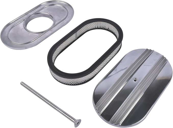 GELUOXI 15" Oval Half Finned Polished Aluminum Air Cleaner Replacement - Image 6