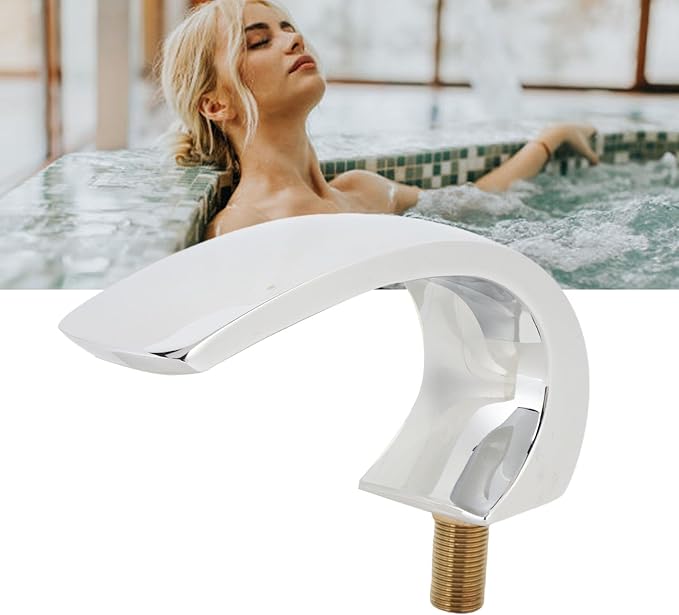Asixxsix Waterfall Tub Spout, Rounded Curve Wall Mount Tub Filler G1/2 Male Thread Easy Installation Bathroom Tub Faucet Replacement for Spas Massage Bathtubs Regular Bathtubs