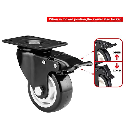 3" Swivel Casters Set of 8, Heavy Duty Locking Casters - Image 6