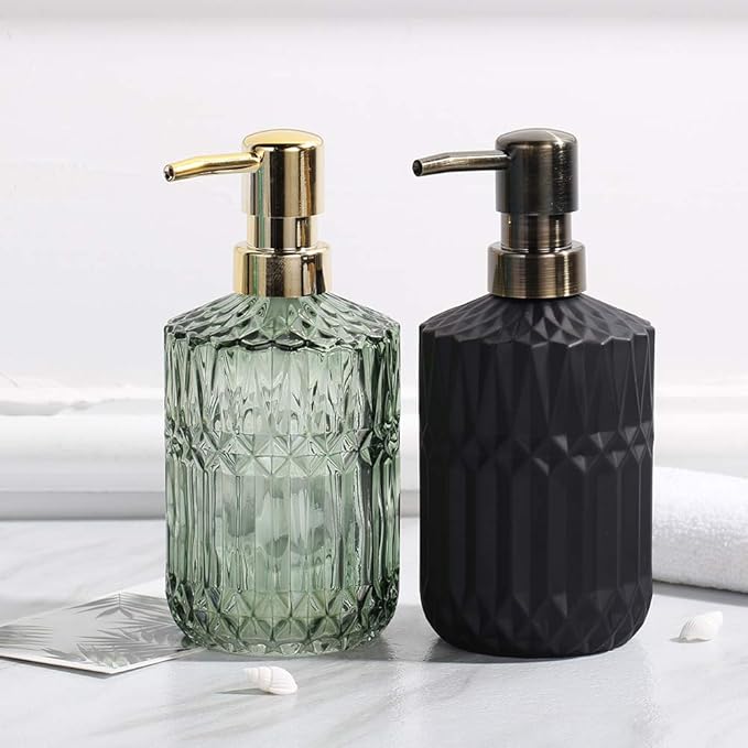 Soap Dispenser with Pump, Refillable Liquid Hand Soap Dish Soap Dispensers for Bathroom Counter, Kitchen Sink (Green)