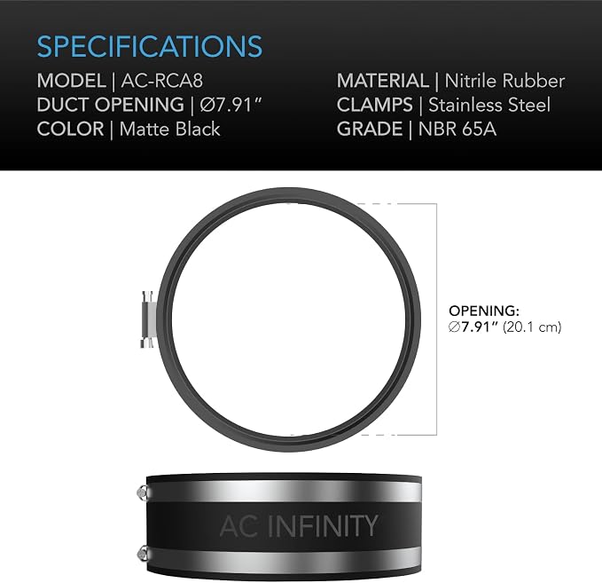 AC Infinity Noise Reduction Clamp 8-Inch, Duct Coupler - Image 5