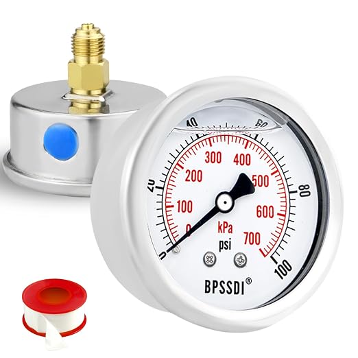 0-100Psi Glycerin Liquid Filled Low Pressure Gauge, 2.5" Dial Size, 1/4" G Back by BPSSDI
