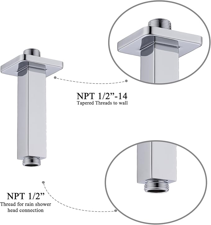 4 Inch Shower Arm with Flange, Ceiling Mounted Shower Head Extension Arm, Chrome