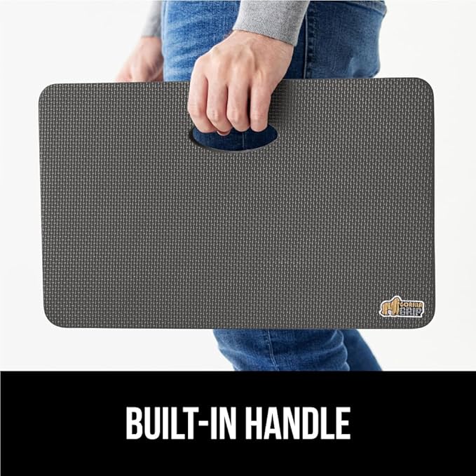 GORILLA GRIP Extra Thick Patent Pending Soft Foam Kneeling Pad, 2 PK, Supportive Large Cushion Knee Pads for Gardening, Baby Bath, Dirt and Water Resistant, Workout, Garden Supplies, 17.5x11, Charcoal