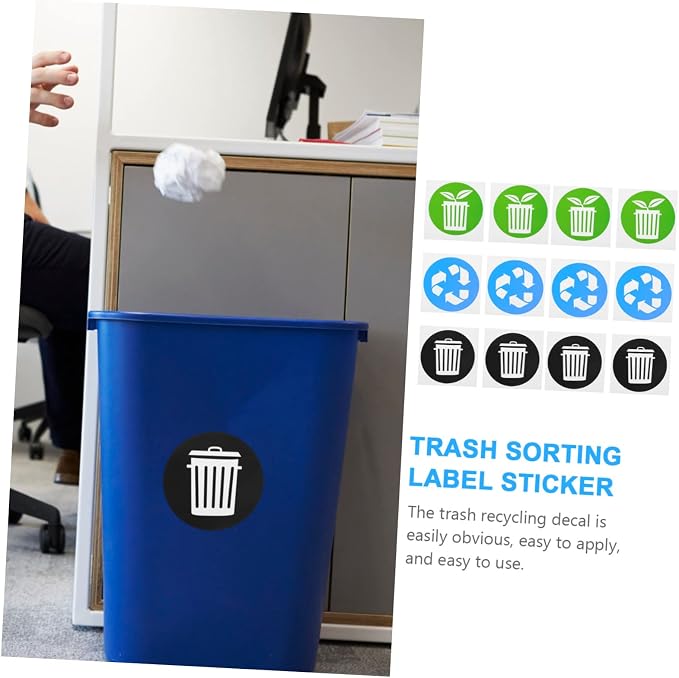12pcs Garbage Classification Stickers Self-Adhesive Trash Can Labels - Image 8