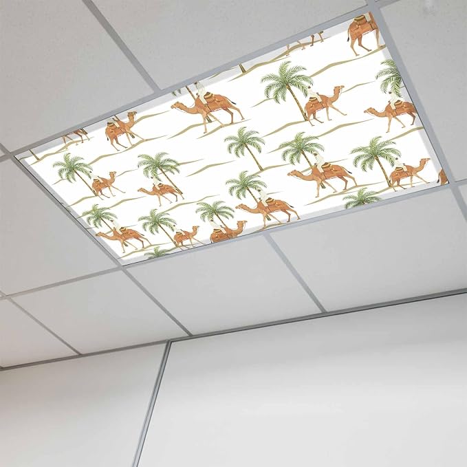 Fluorescent Light Covers for Drop Ceiling Abstract Brown Camels Palm-Trees by Unknown