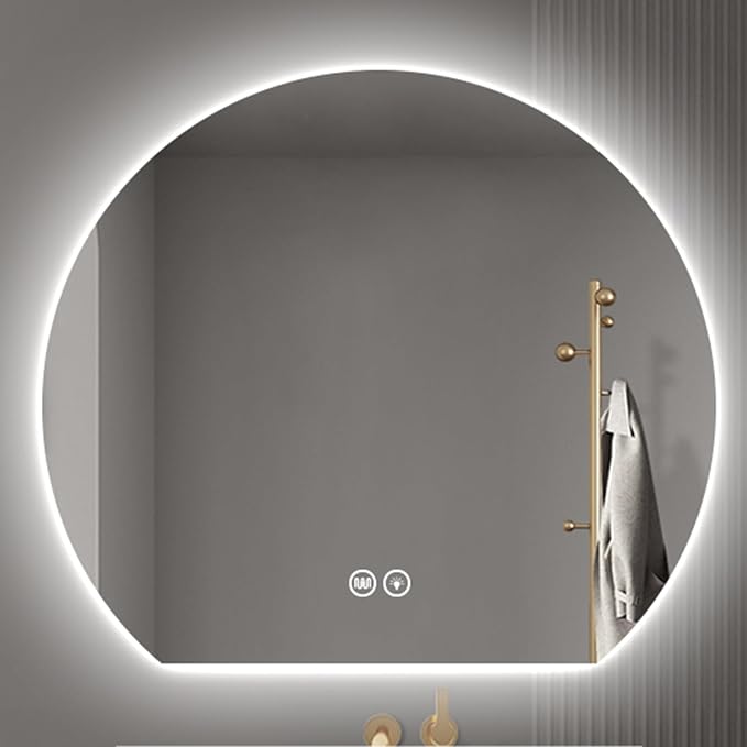 Bathroom Mirror with 3 Colour LED Lights, Wall Mounted Bathroom Vanity Mirror by Unknown