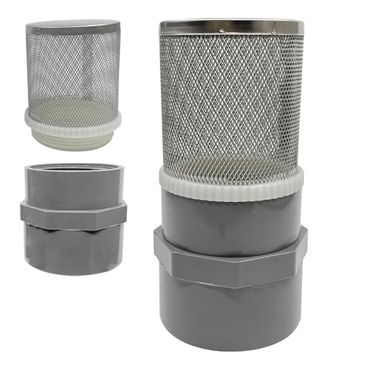 1/2" inch stainless steel filter cover connected to 1/2" grey pvc filter DN15 by AIMCOCO