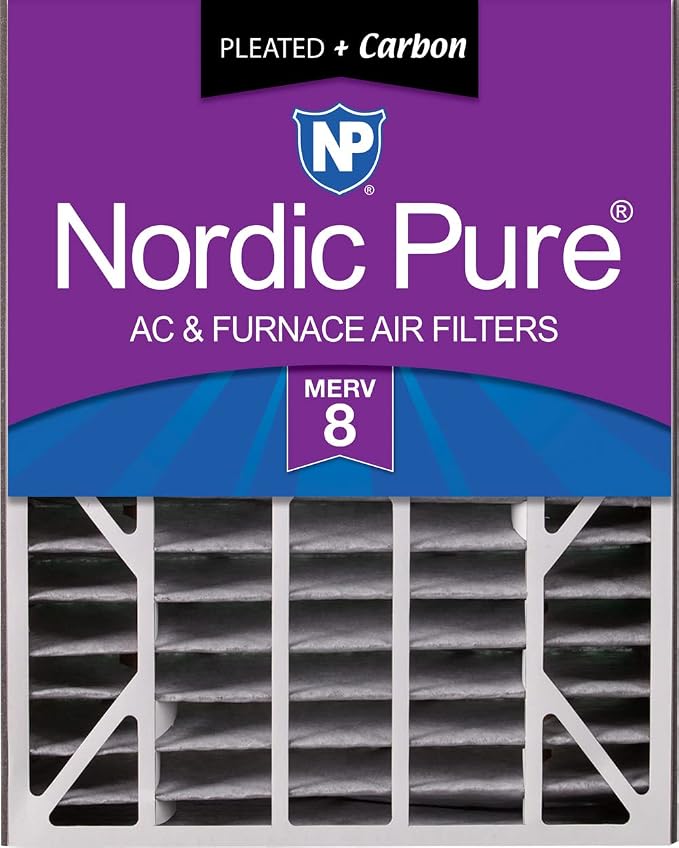 Nordic Pure 20x25x5 Air Bear AC Filter Replacement MERV 8 Pleated Plus Carbon 1 by NordicPure