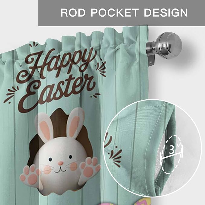 Green Easter Curtain Valances for Windows, Kitchen Valance Window Treatment - Image 5