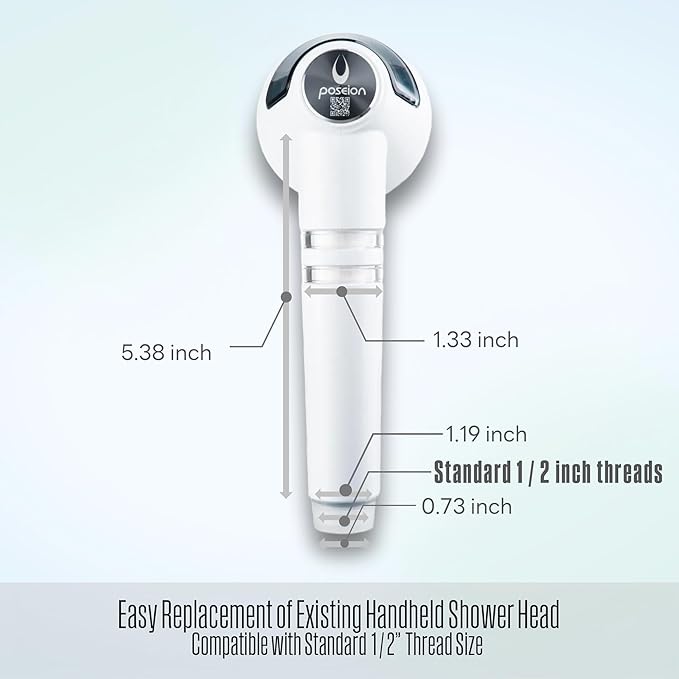 POSEION BT100 DG Filtered Shower Head – Handheld, High Pressure, Magnetized Sediment Filter, Ultrafine Water Stream, Spa-Like Comfort, Durable Build, Made in Korea