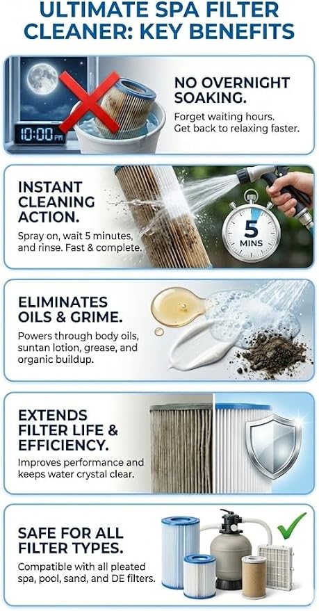 Ultimate Spa & Pool Filter Cleaner Spray, Professional Strength Fast Acting No - Image 2