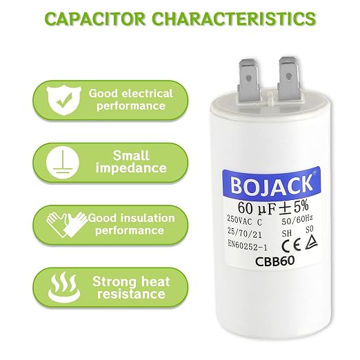 BOJACK CBB60 60uF±5% 250 Volt 50/60Hz AC Capacitor Round Run Start Capacitor - Image 5