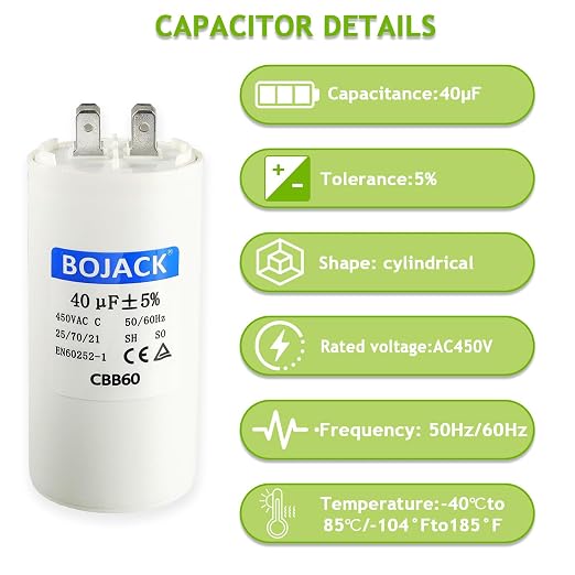 BOJACK CBB60 40uF 450 Volt 50/60Hz AC Capacitor Round Run Start Capacitor - Image 3