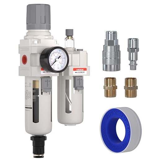 3/8" NPT Compressed Air Filter Regulator Lubricator Combo, Air Compressor Water by AIRZOE