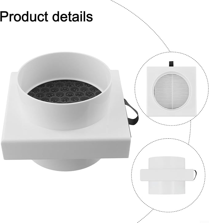 Duct Air Filter, Activated Carbon ABS Shell Ventilation Pipe Filters Fit - Image 3