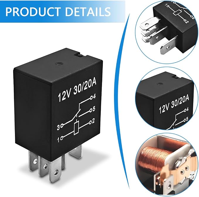 4-Pack 5 Pin 12V 30A Multi-Purpose Automotive Relay, Heavy Duty Stable Relay - Image 4
