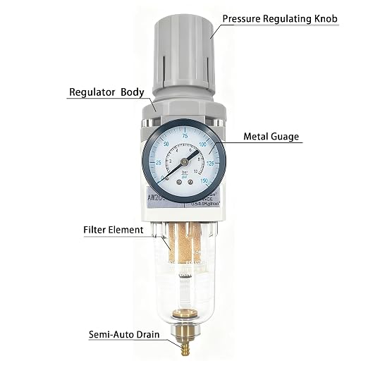 XingNEeng 1/4" NPT Compressed Air Filter Regulator Combo Piggyback, Water/Oil - Image 2