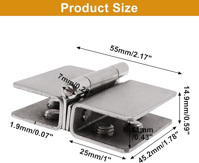 4PCS Glass Door Hinges Adjustable Double Glass Clamp Hinges Fits - Image 2