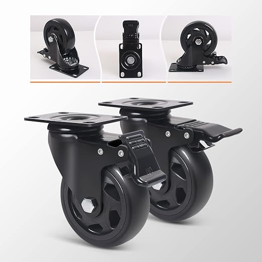 3 Inch Casters Set of 4, Heavy Duty Caster Wheels 1100lbs, Swivel Plate Casters - Image 7