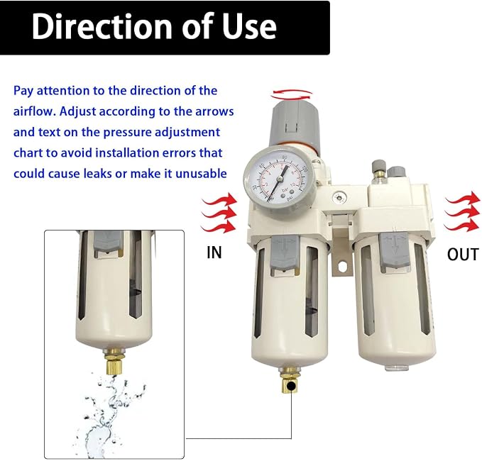 YSIL 3/8" NPT Compressed Air Filter Regulator Lubricator Two Units Combo Air - Image 5