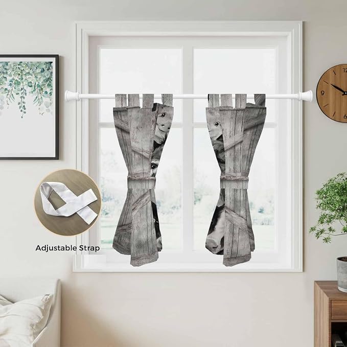 Funny Farm Animals Kitchen Curtains 45 Inch Length, Short Cafe Window Curtains - Image 5