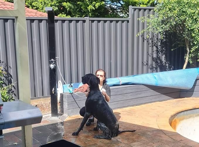 Bondi Black ADA 316 Marine Grade Stainless Steel Outdoor Shower Panel-No Rust! Perfect for Swimming Pools. Hot & Cold Water Connections! Wall-Mounting & Freestanding Options