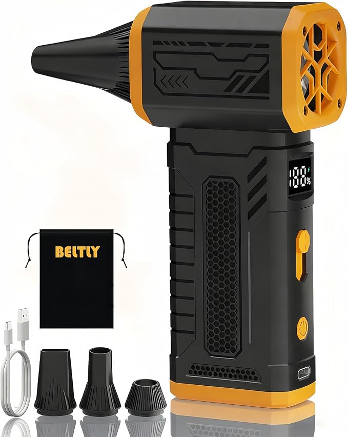 Compressed Air Duster, 130K RPM Powerful Cordless Electric Mini Blower by BELTLYAirDusterCarVacuum