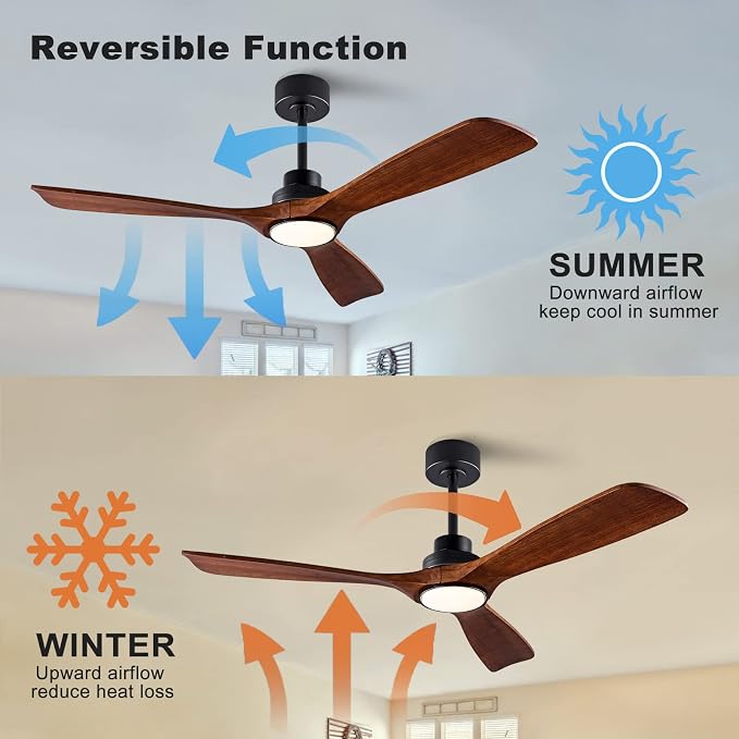 QUTWOB 52" Wood Ceiling Fan - Image 2