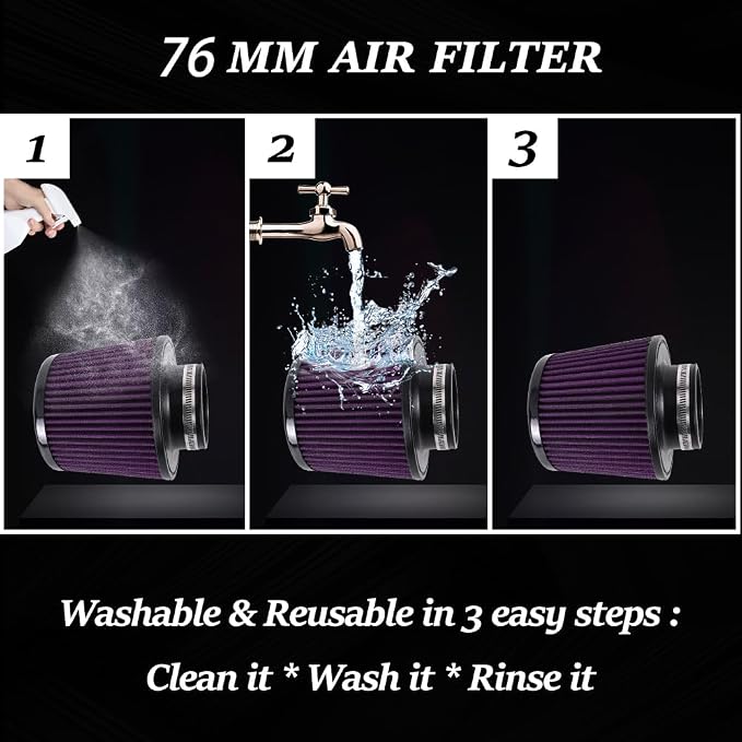 Universal 3 Inch 76mm Air Intake Filter Replacement Cone Air Filters Quality - Image 3
