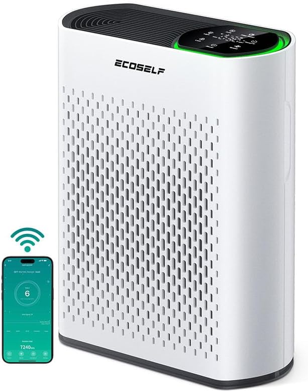 Smart Air Purifiers for Large Room, Cleans 2, 400 ft² in 30 Mins, 3-Stage True by ECOSELF