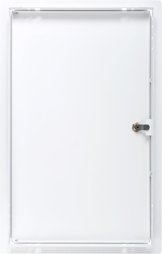12" x 20" Lockable White Metal Access Panel. Service Shaft Door Panel with Key. Plumbing, Electricity, Heating, Alarm Wall Access Panel for Drywall. Bathroom Services Access Hole Cover.