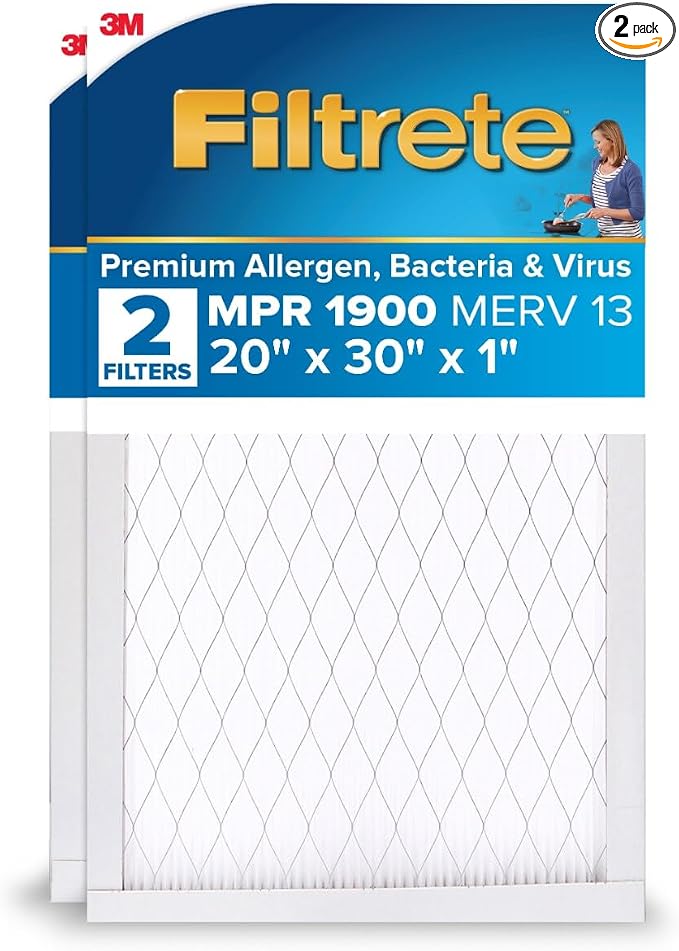 Filtrete 20x30x1 AC Furnace Air Filter, MERV 13, MPR 1900, Premium Allergen by Filtrete