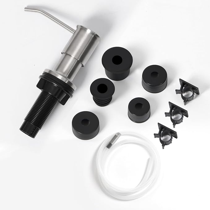 Soap Dispenser for Kitchen Sink, Brushed Nickel Built in Soap Dispensers, Stainless Steel Sink Soap Dispenser or Lotion Dispenser Pump with 47" Extension Tube Kit