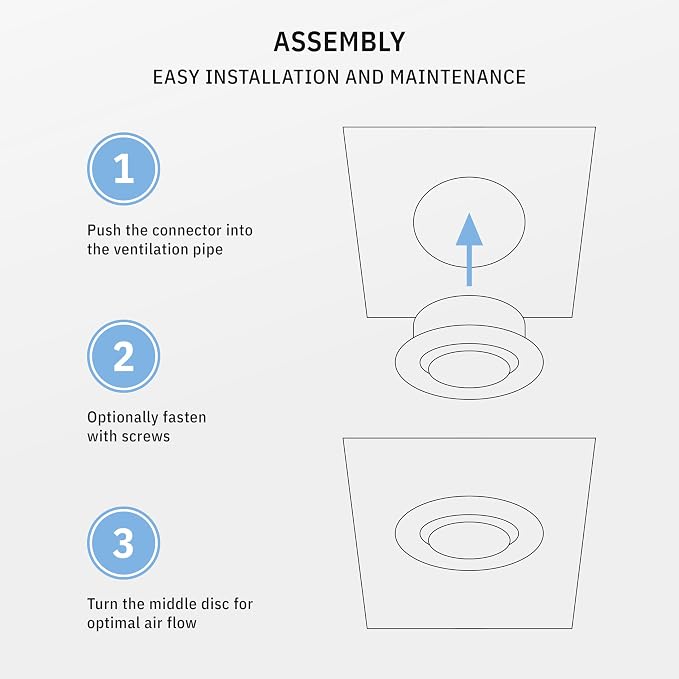 calimaero® TVSA 4 Inch AC Vent Cover Round Adjustable Steel Air Vent Deflector - Image 7