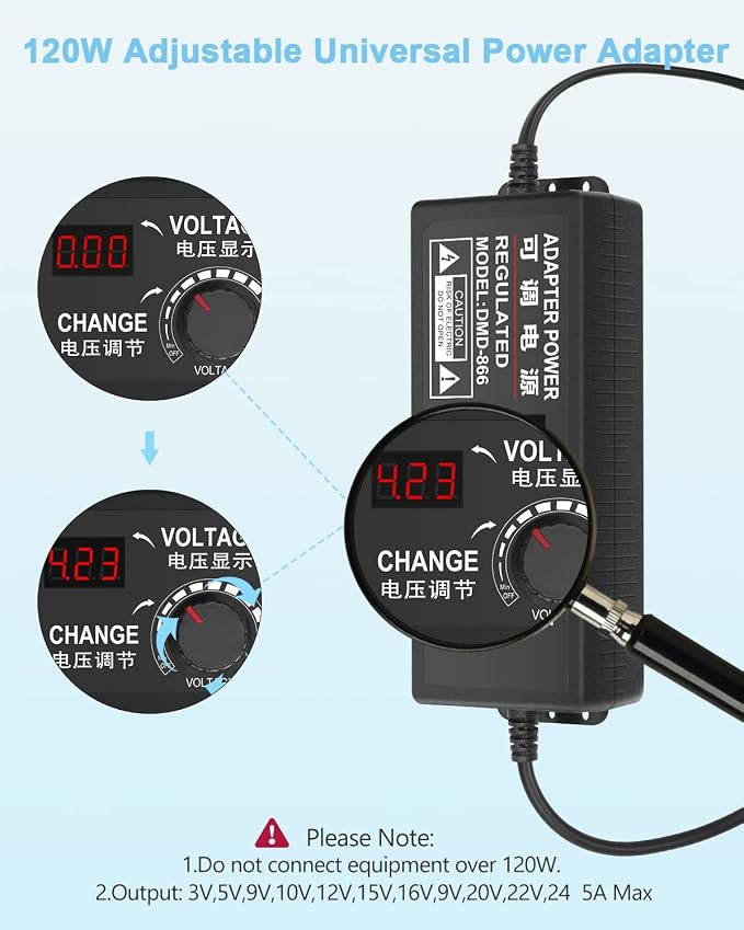 Aclorol Universal Power Supply 4V-24V 5A 120W Adjustable AC/DC Power Adapter - Image 3