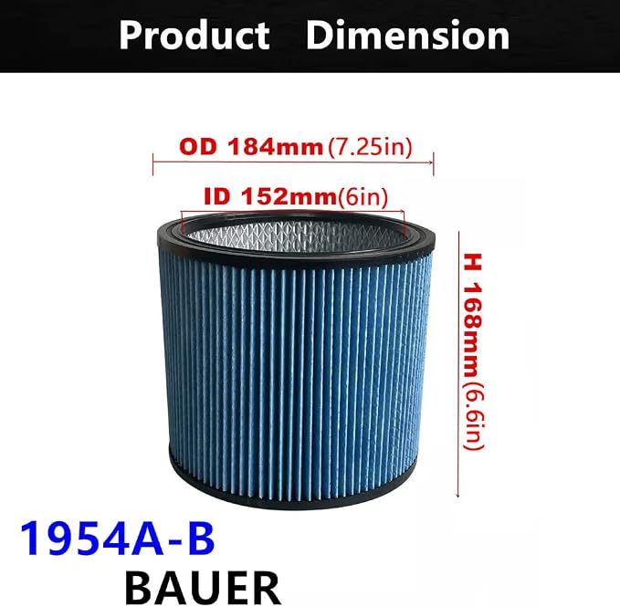 1 PACK brikiwee 1954A-B Replacement Cartridge Vacuum Fine Dust HEPA filter - Image 2